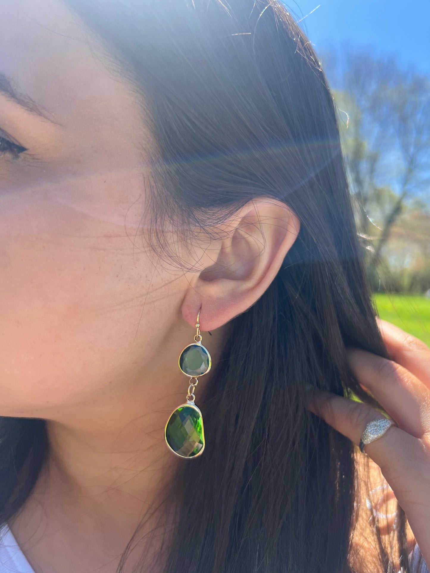 Golden Touch Blue / Green Earrings