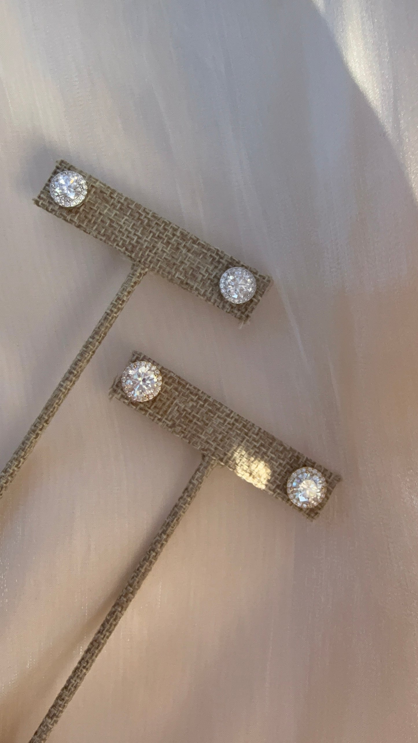 Halo Round Lab Diamond Sterling Silver Stud Earrings