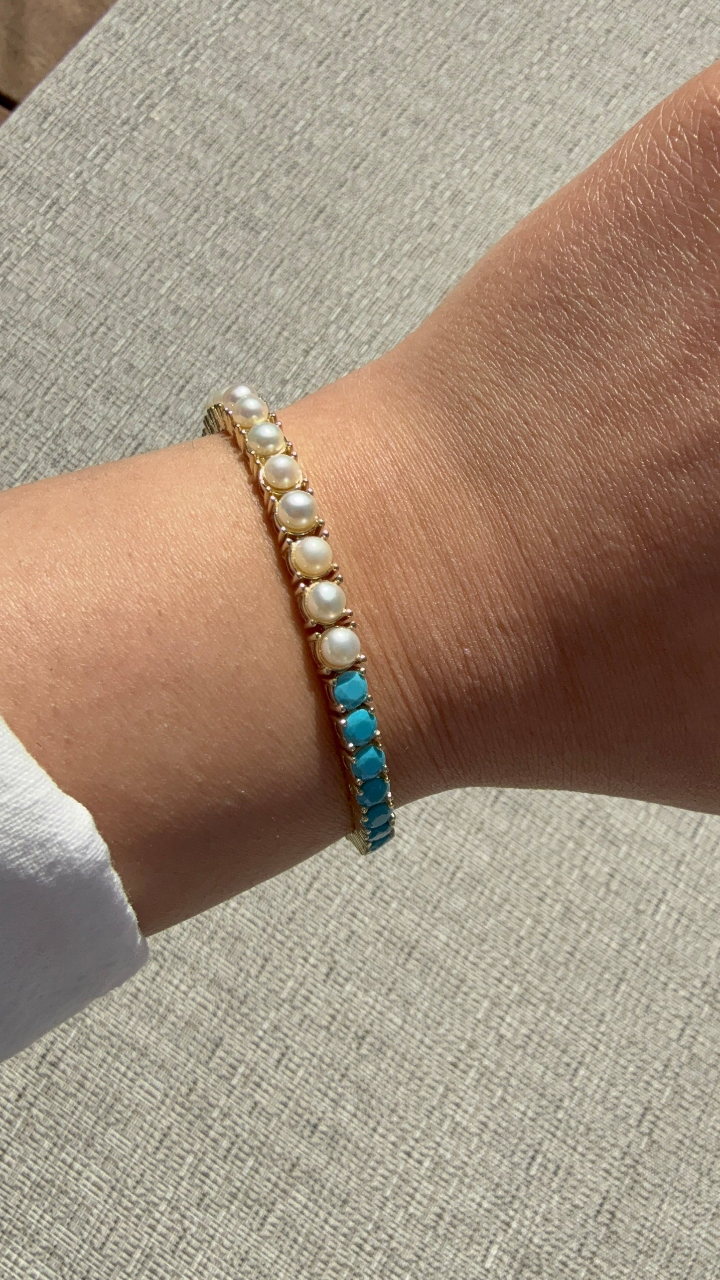 Turquoise x Pearl Tennis Bracelet