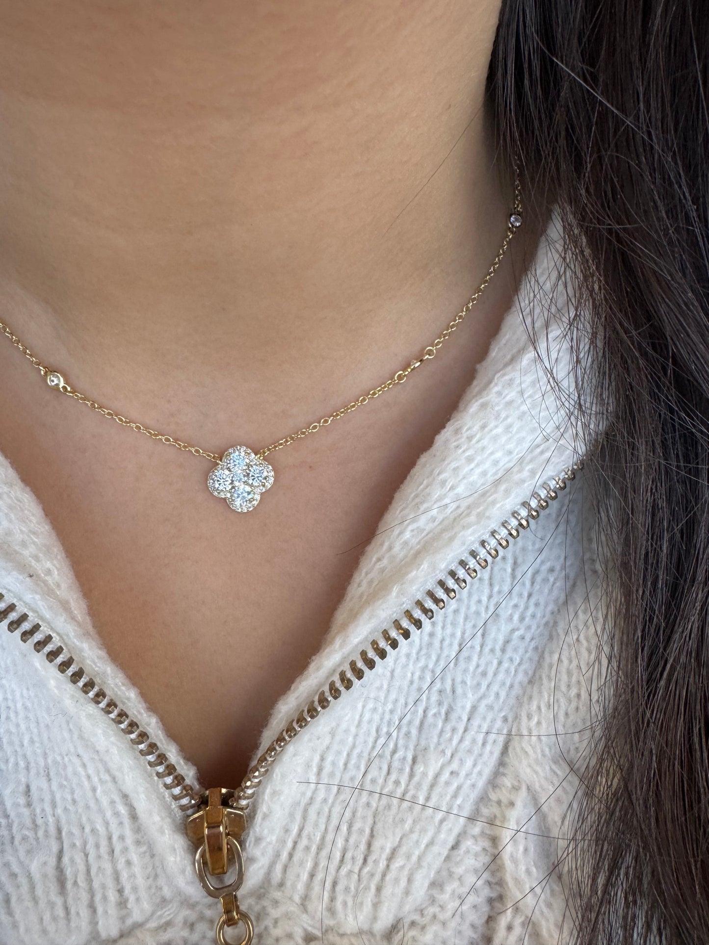 Clover Shimmering Bezel Necklace
