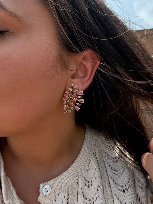 Pink Fan Earrings