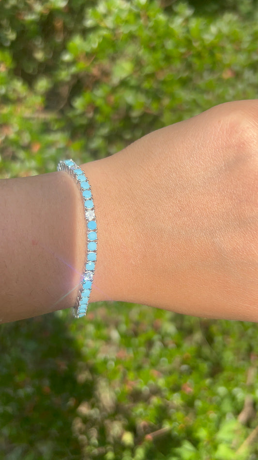 Blue Turquoise Sparkle CZ Bracelet