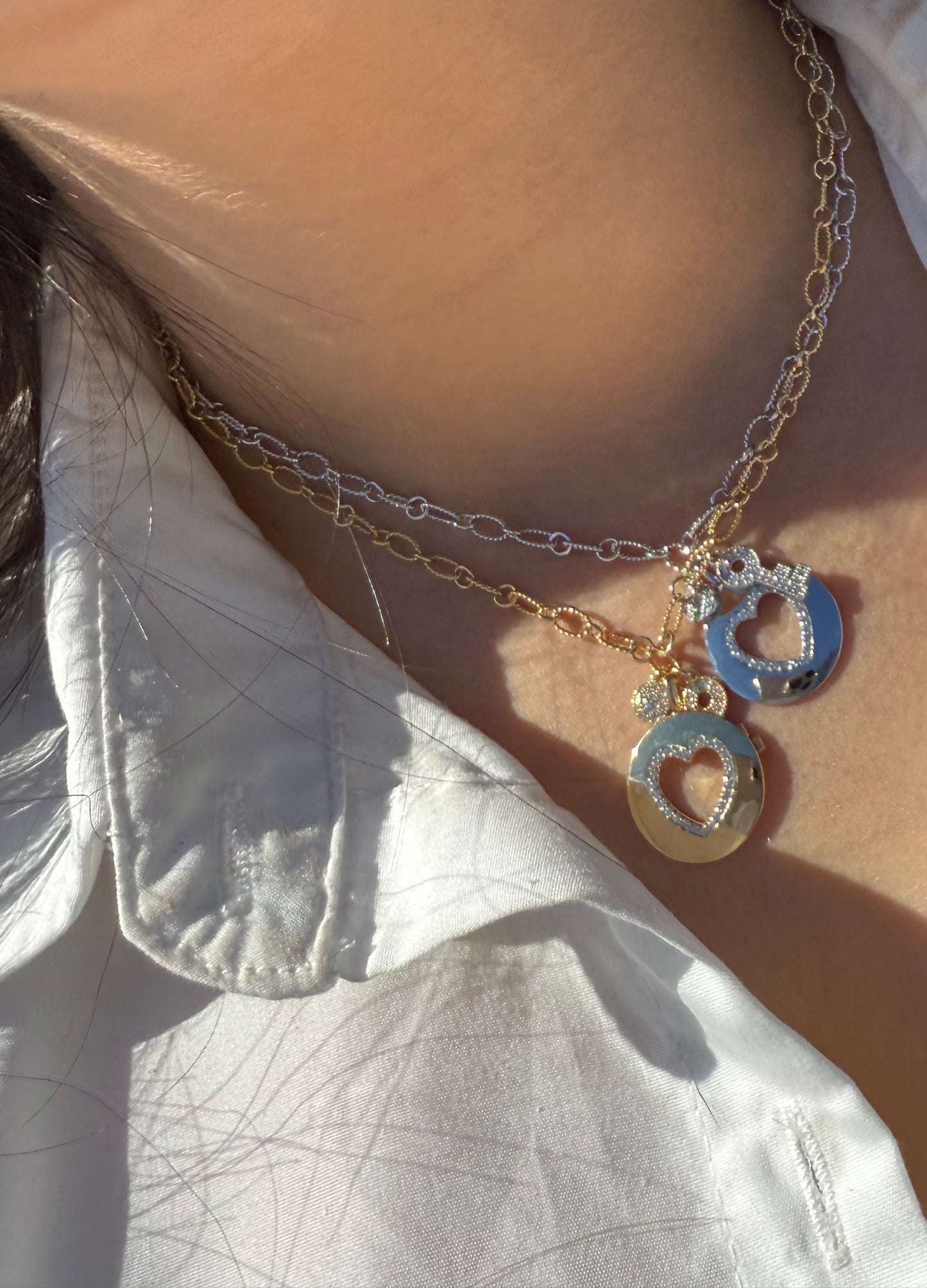 Heart Disc Charm Necklace