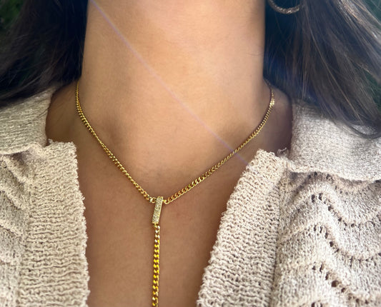 Chain Lariet Bar Necklace