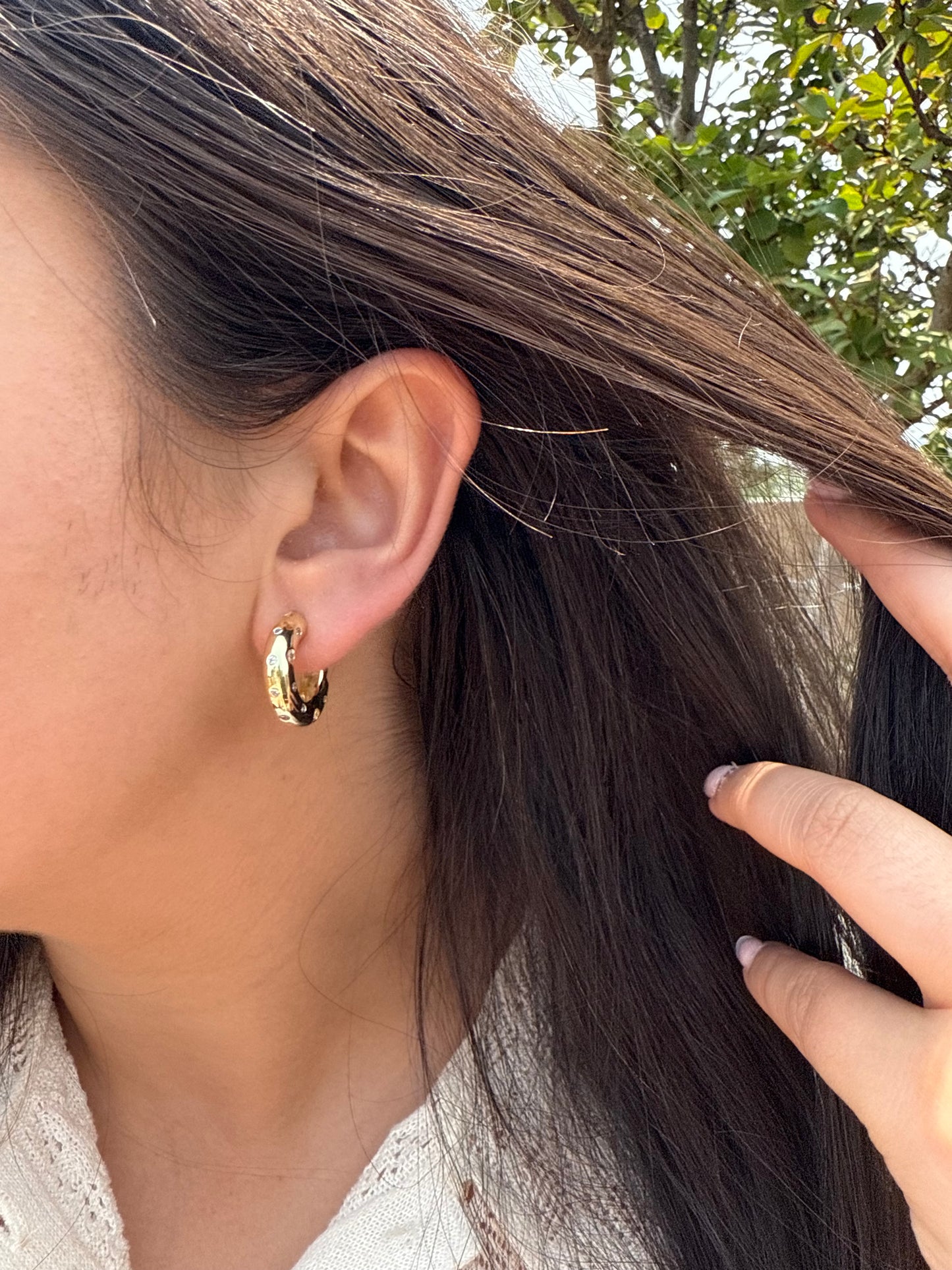 Cluster CZ Hoop Earrings