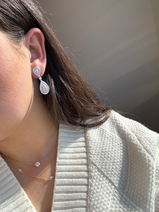 Tear Drop Emerald Cut Earrings