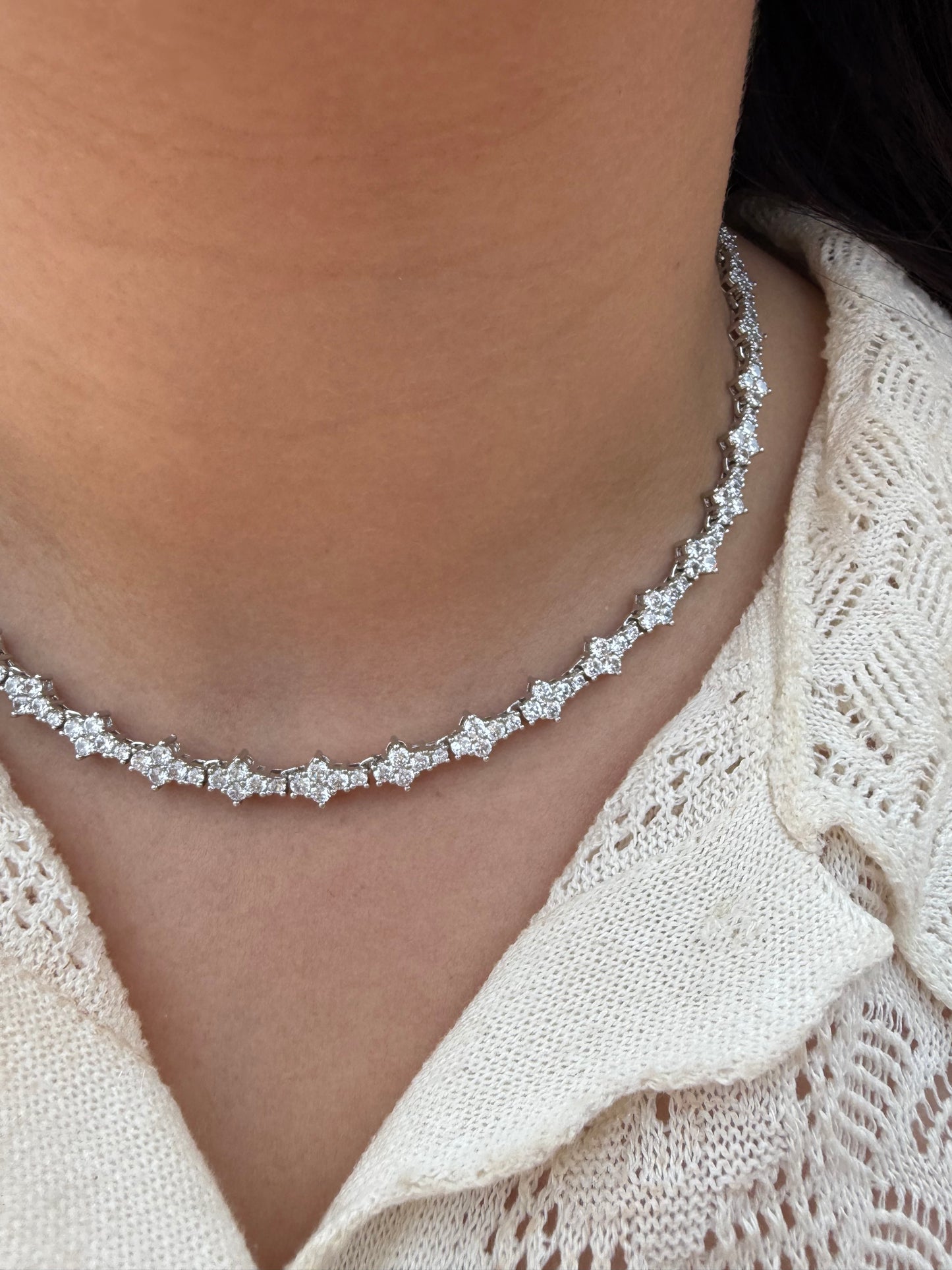 Cluster Tennis Necklace