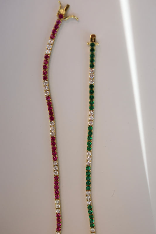 Colored X CZ Tennis Bracelet