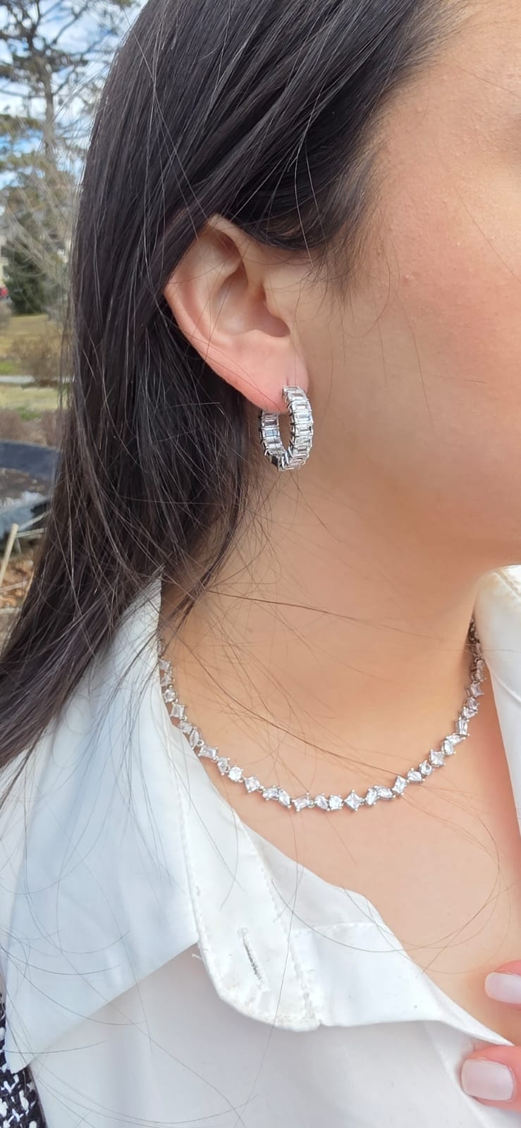 Crystal Cascade Hoop Earrings
