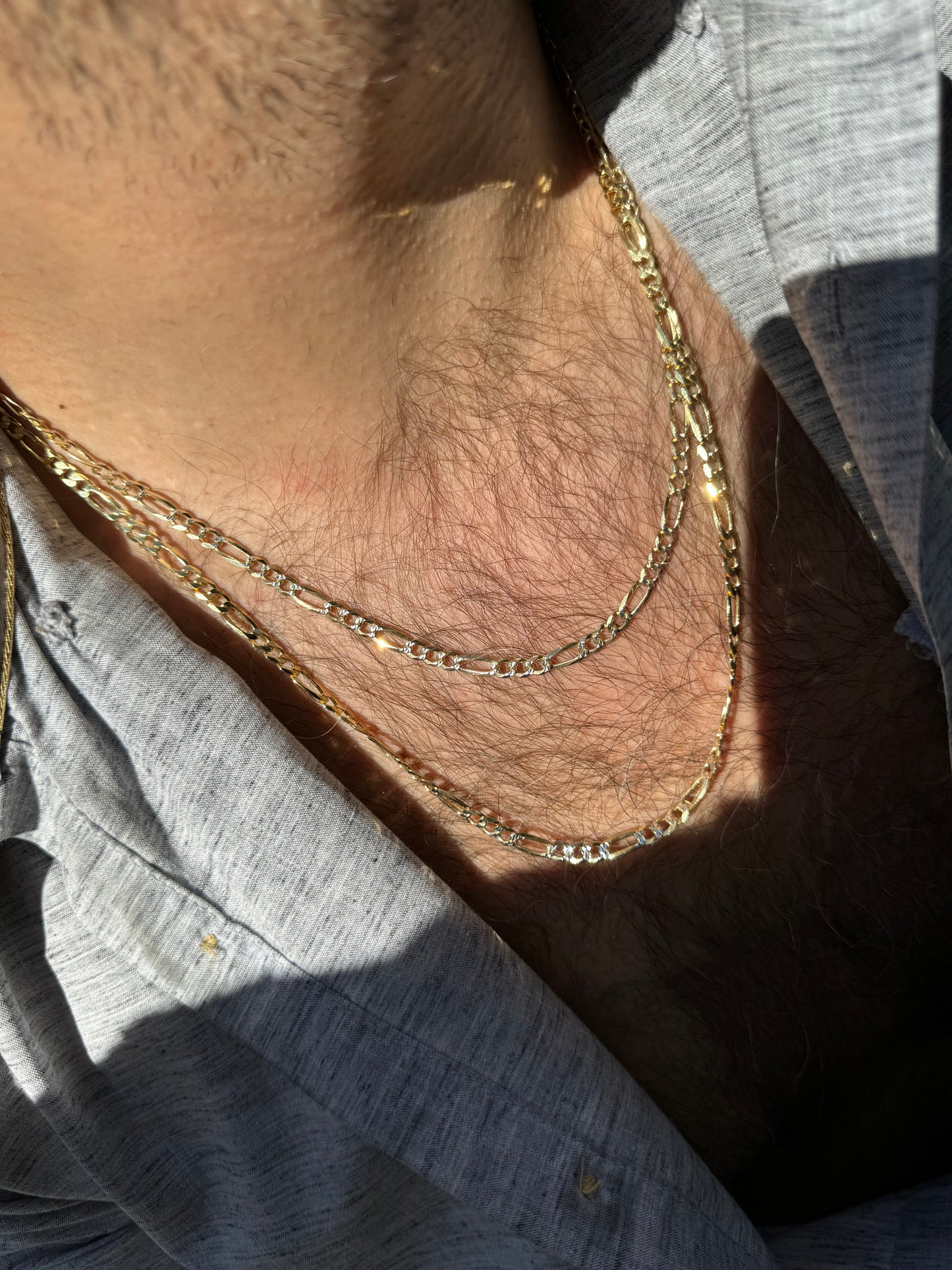 Silver Etched Gold Men’s Necklace