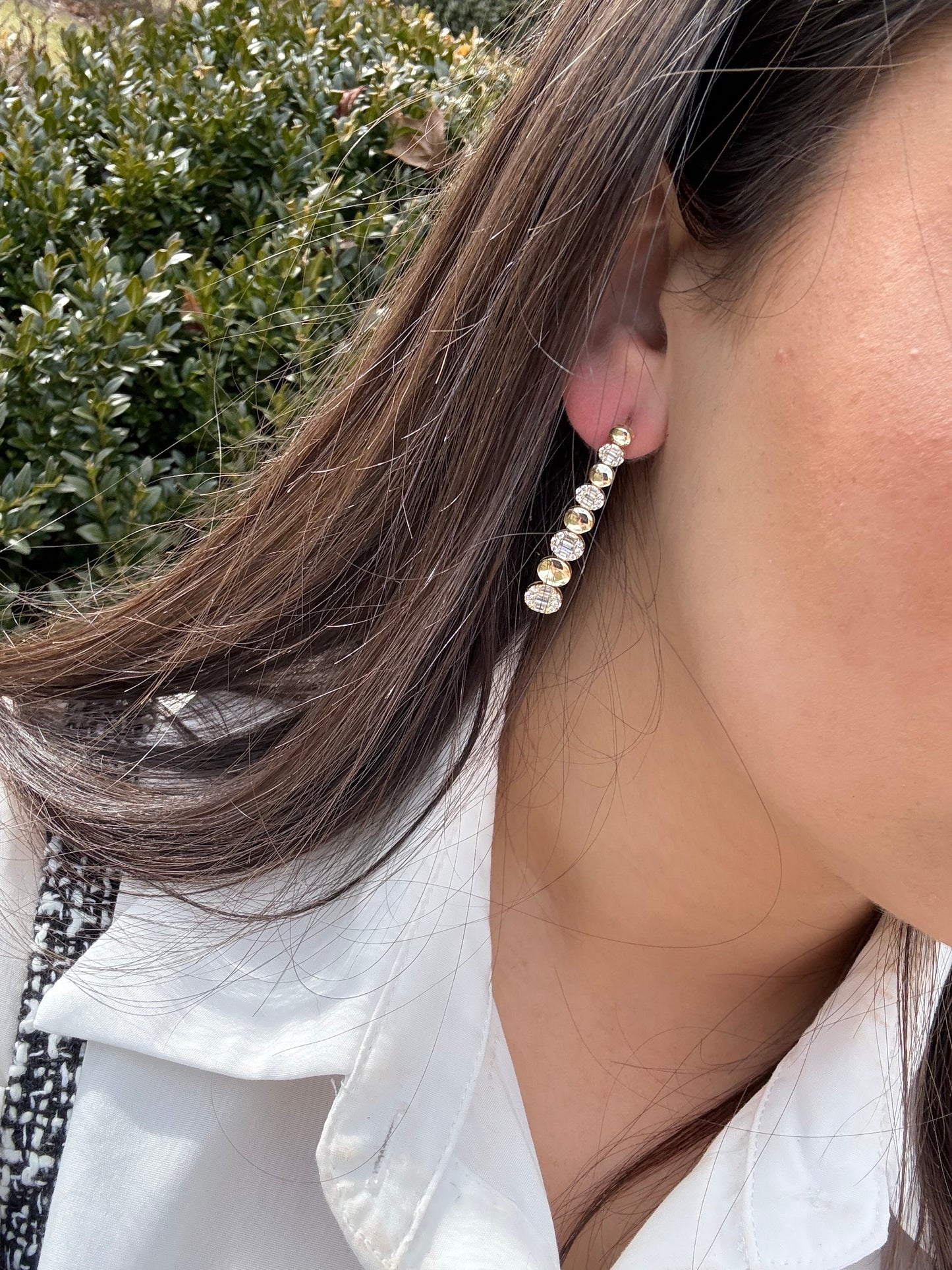 Puff Oval X CZ Earrings