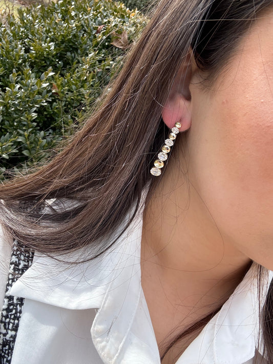 Puff Oval X CZ Earrings