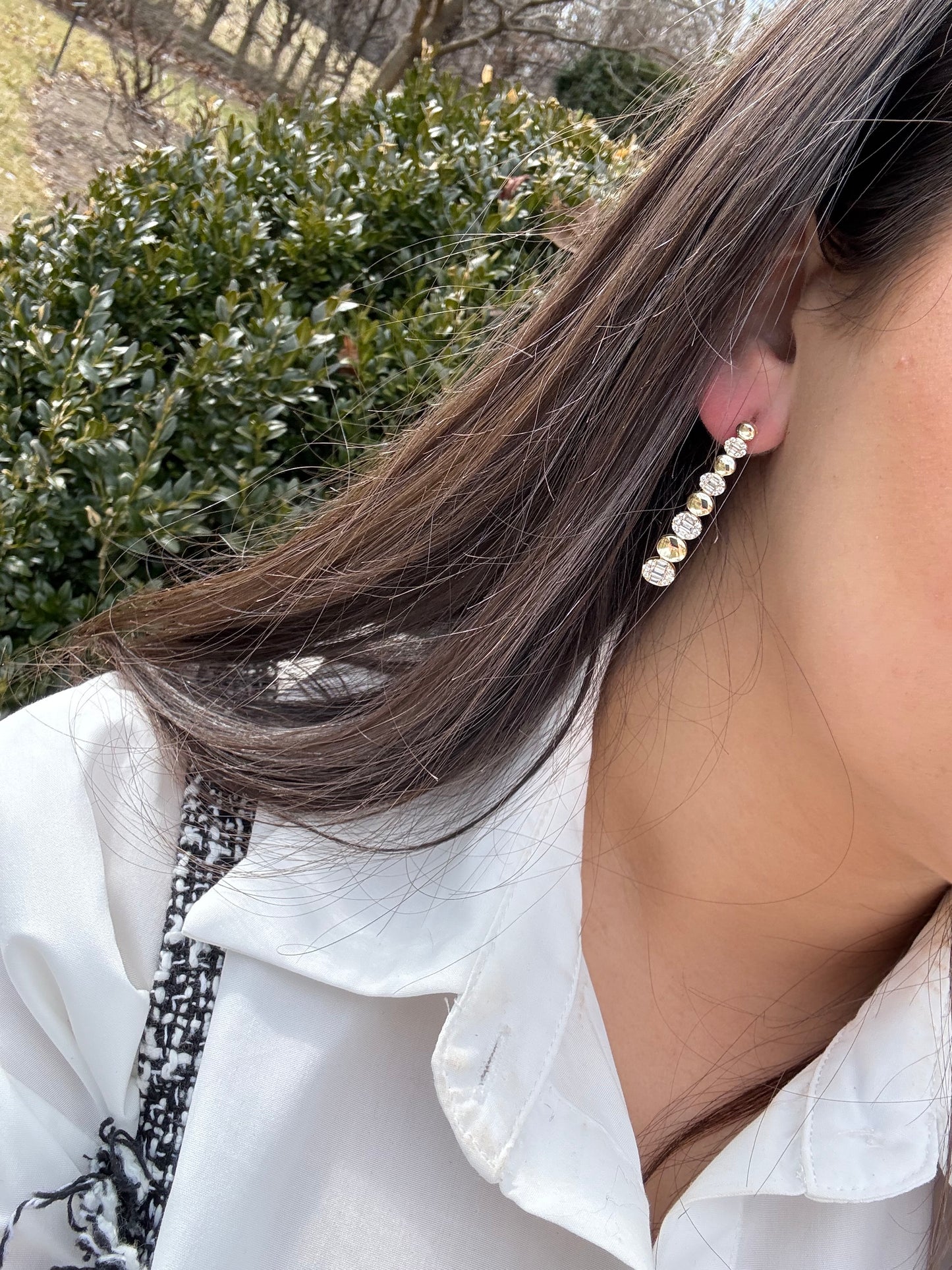 Puff Oval X CZ Earrings