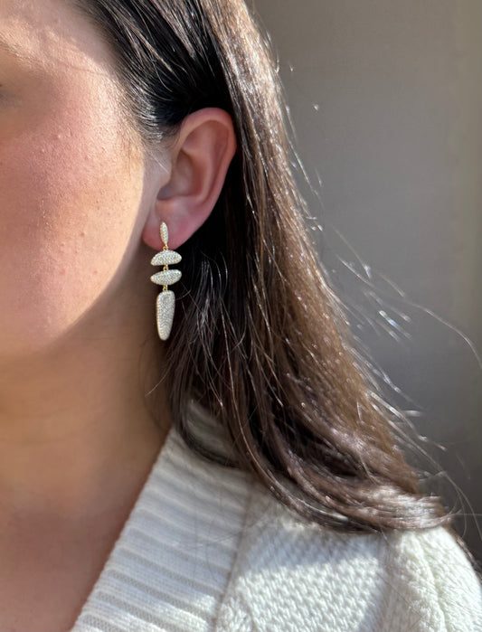 Oval Elongated Refined Cocktail Earrings