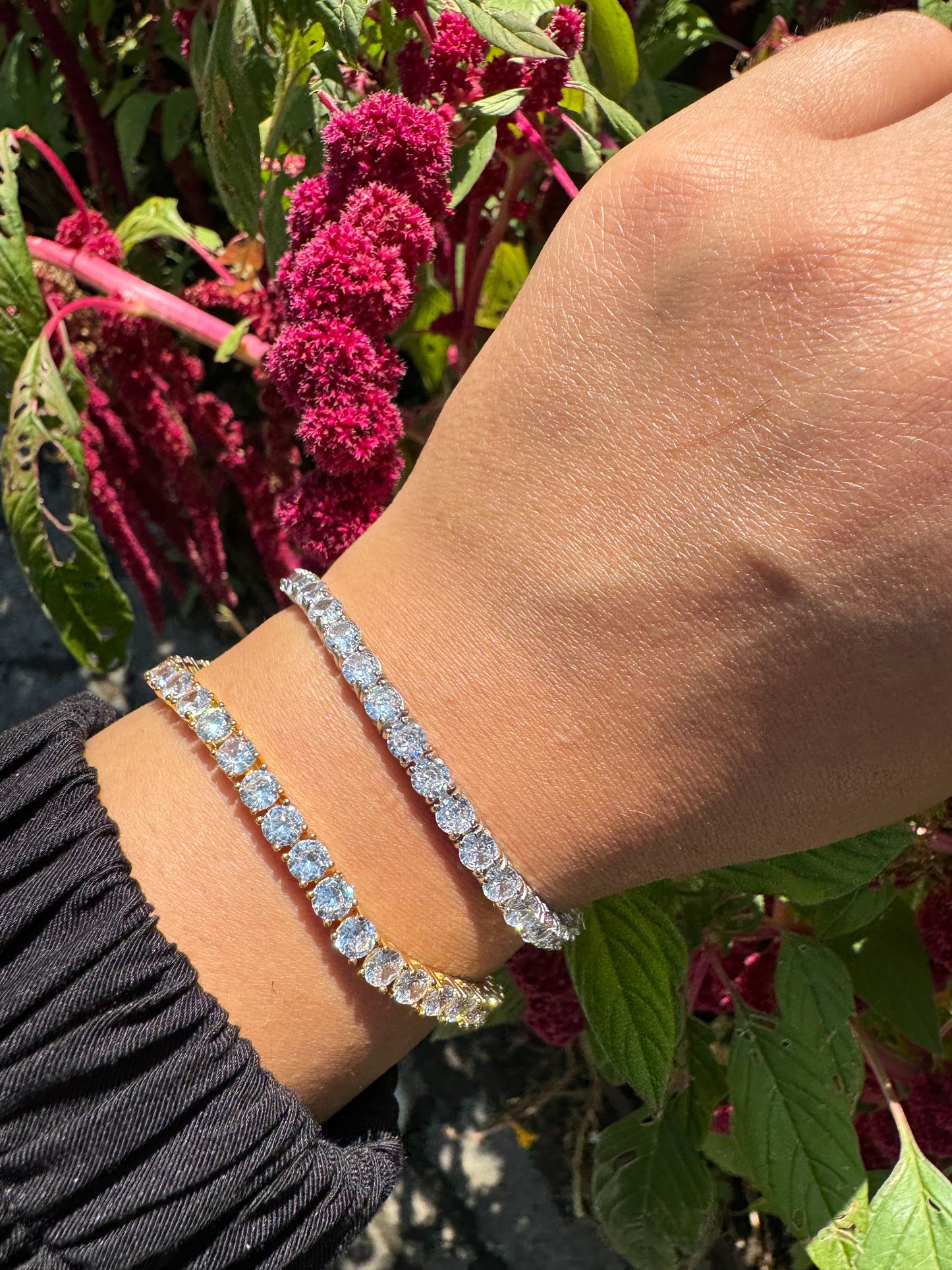 Sterling Silver Round Classic Tennis Bracelets