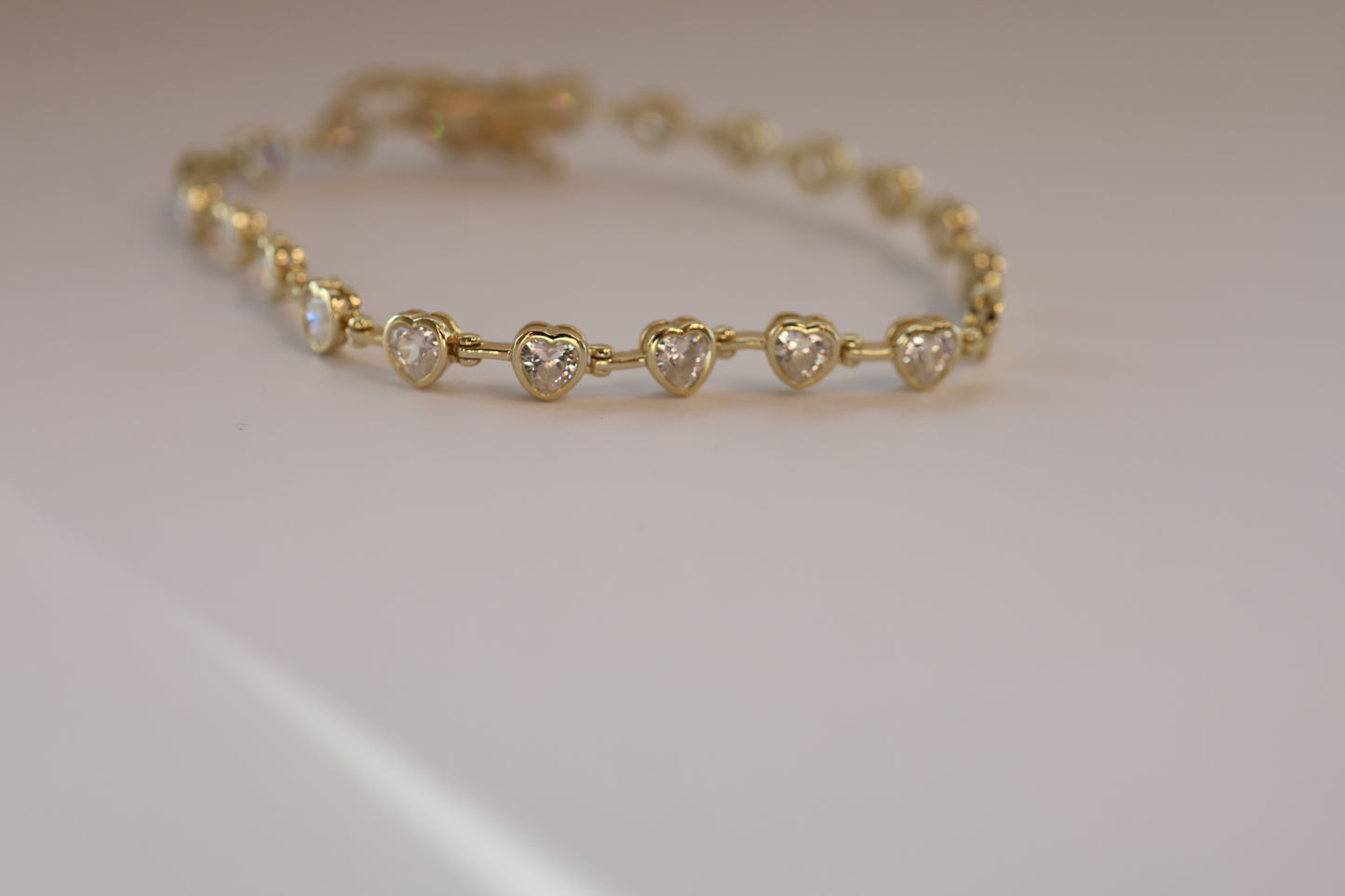 Bezel Heart Tennis Bracelet