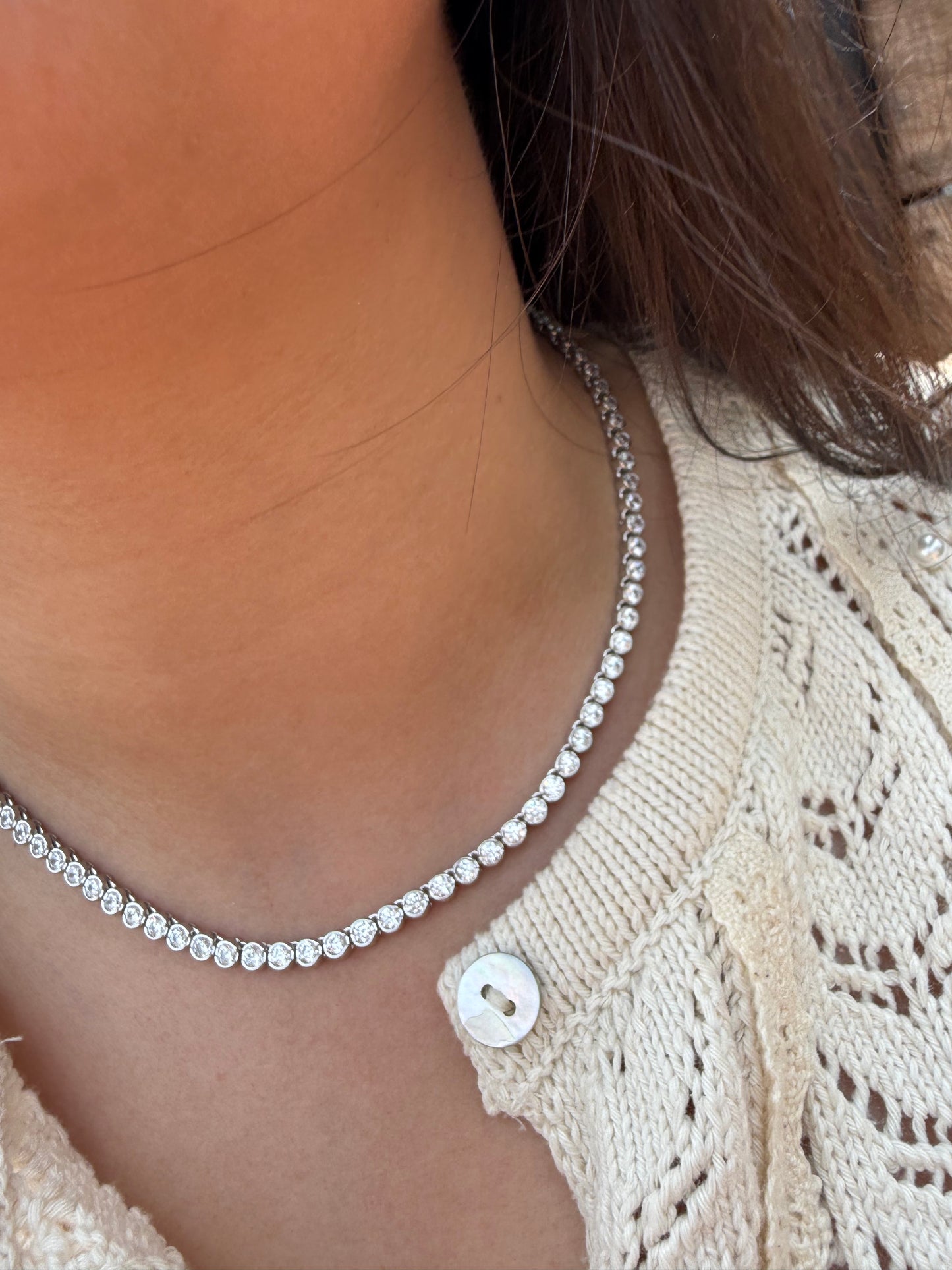 Luxe Bezel Tennis Necklace