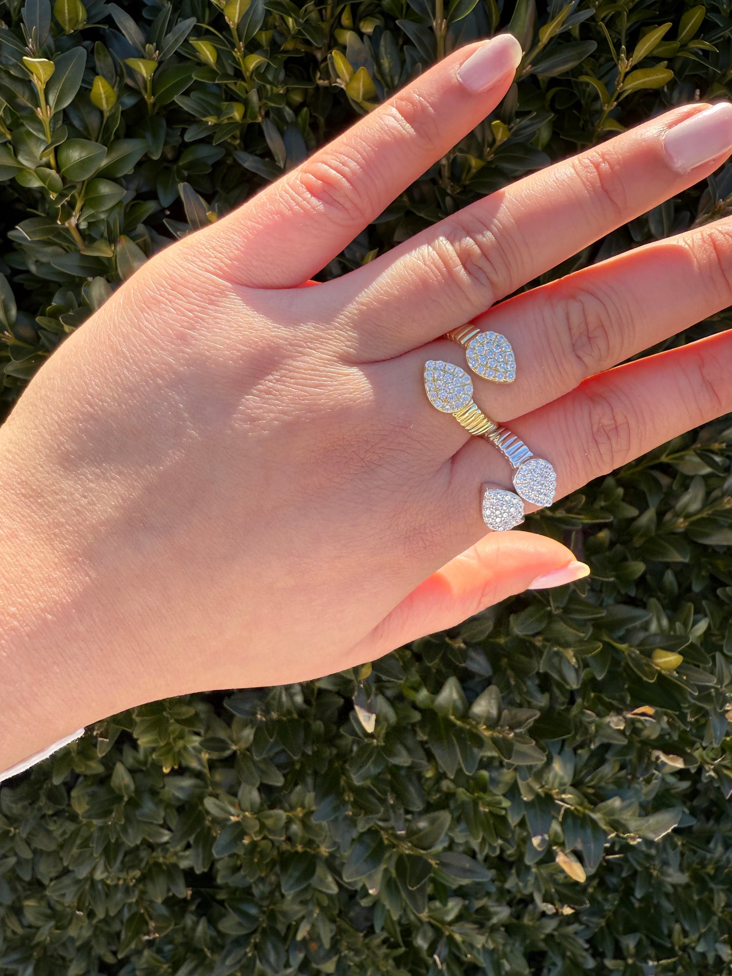 Cross over Pave Teardrop Ring