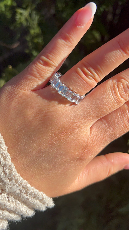 Emerald Cut Shimmering Eternity Band