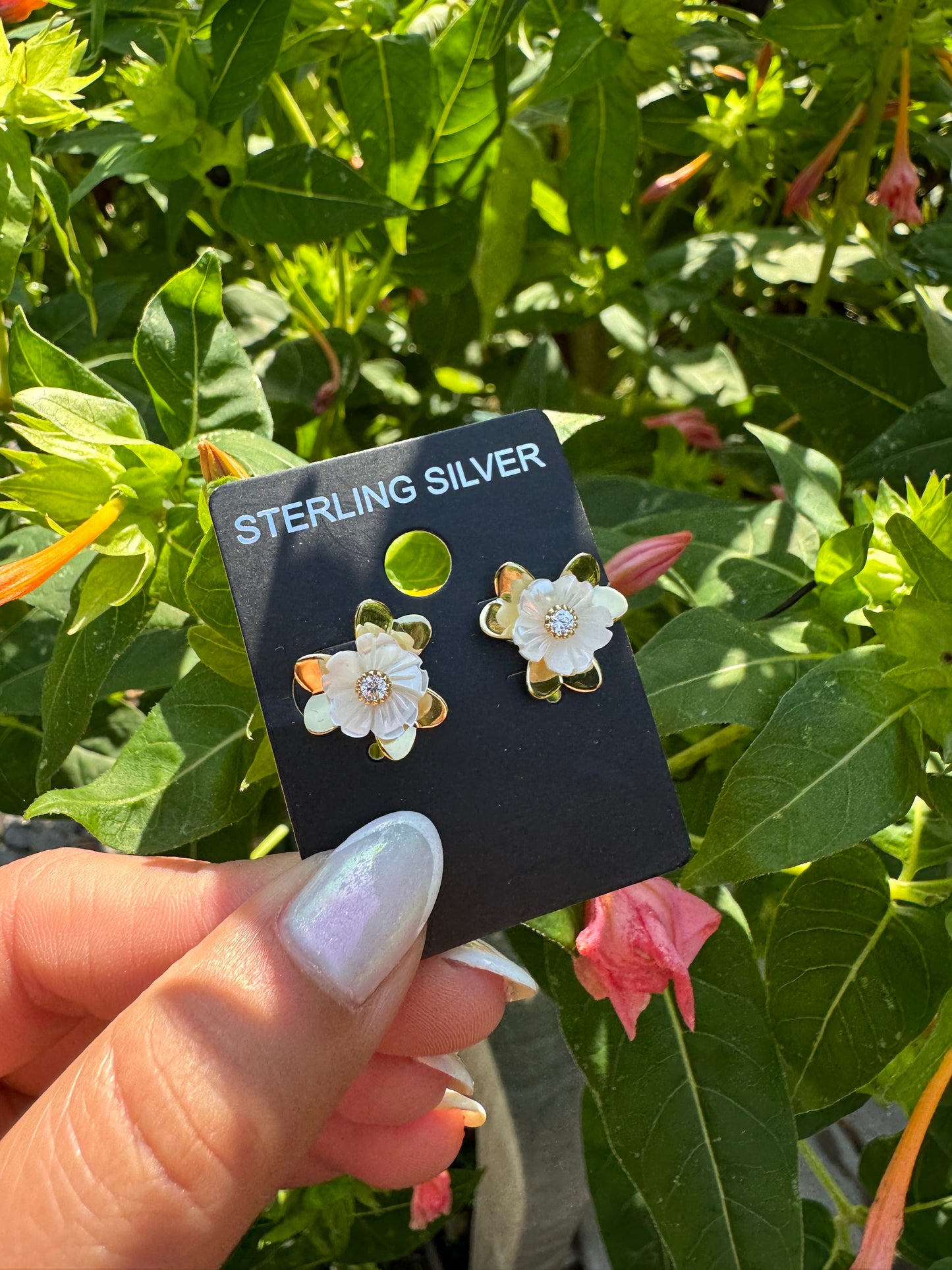Golden Pearl Floral Earrings