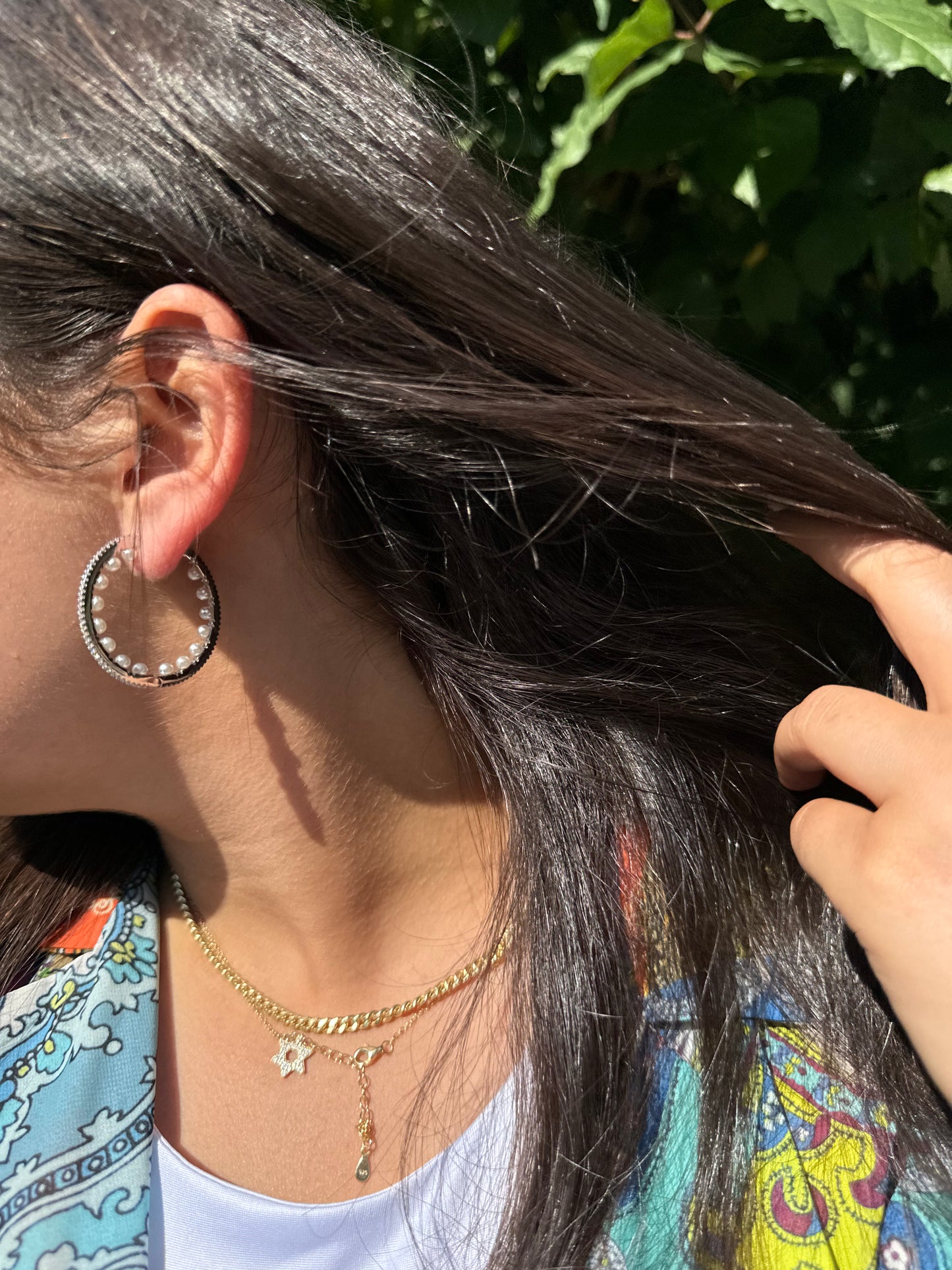 Pearl X CZ Hoop