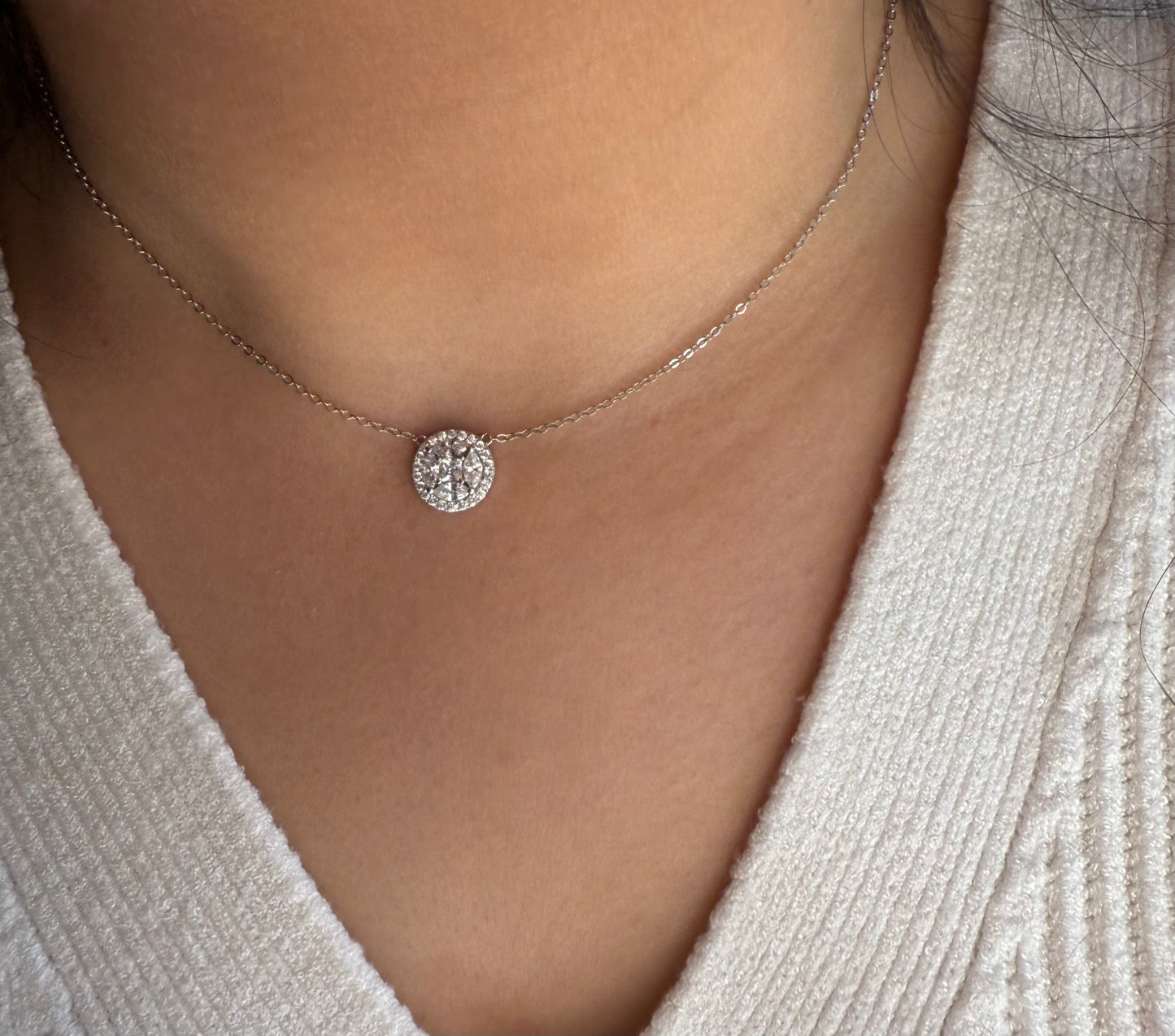 Mixed Shape Solitaire Floating Necklace