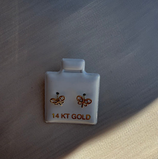 14KT Butterfly X CZ Earrings