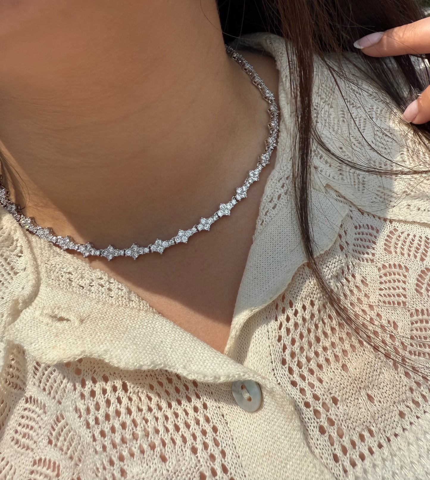 Cluster Tennis Necklace