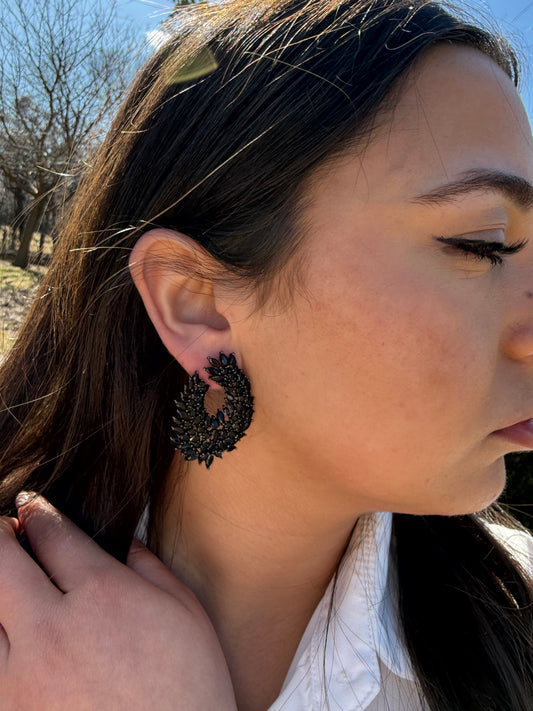 Black Fanned Earrings