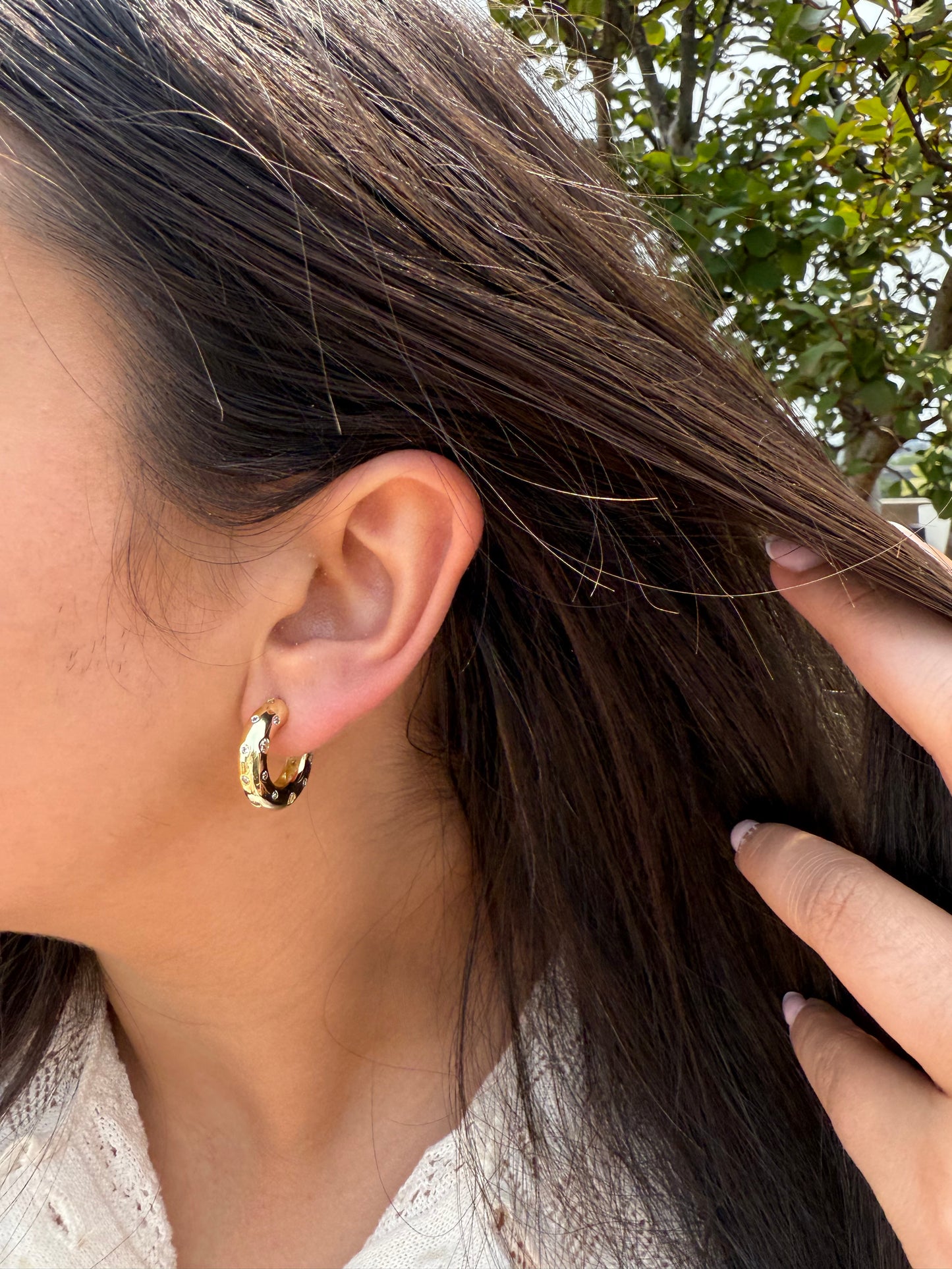 Cluster CZ Hoop Earrings