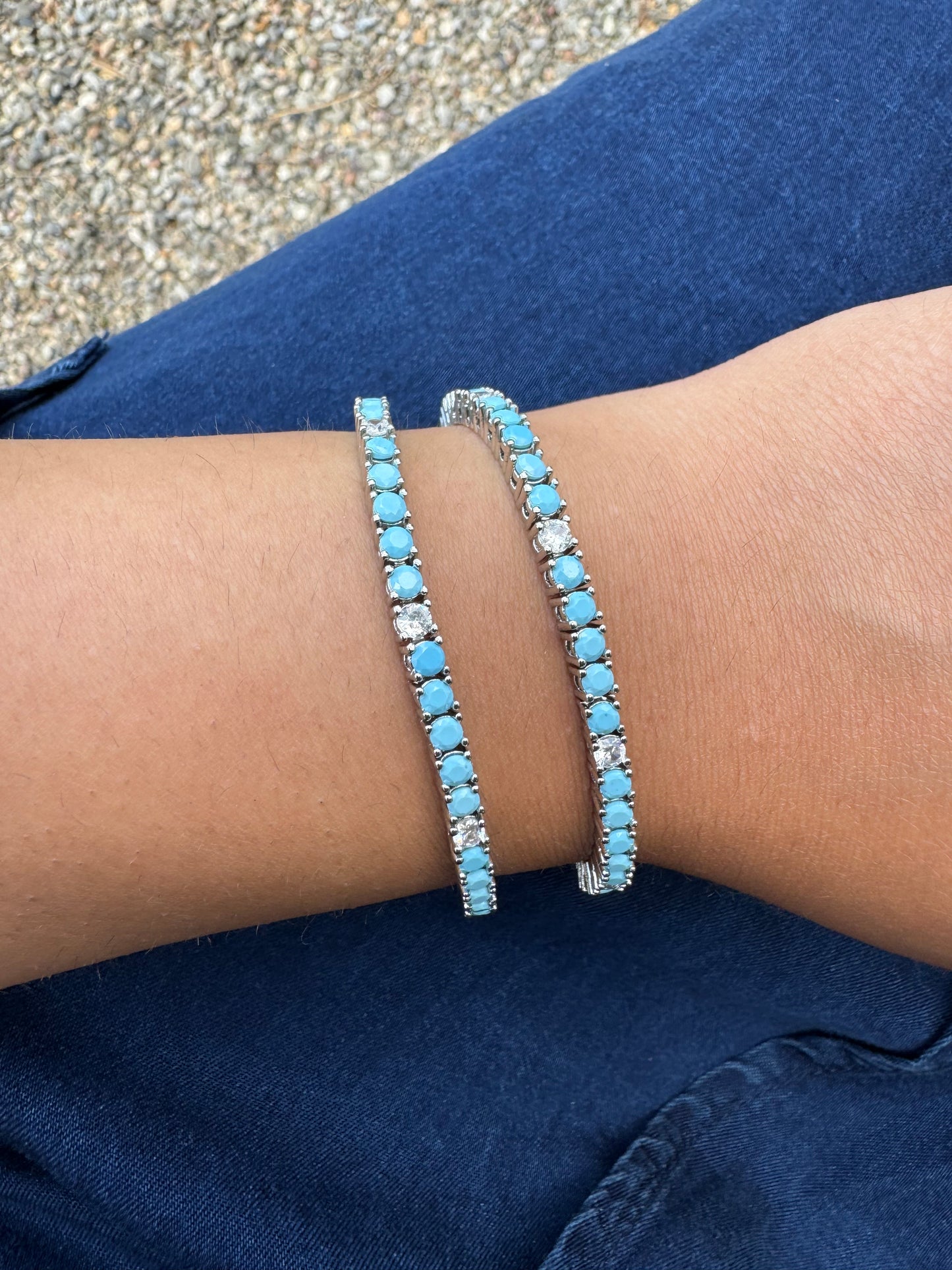 Blue Turquoise Sparkle CZ Bracelet
