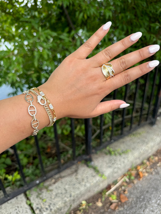 Leaf Gold CZ Trim Ring