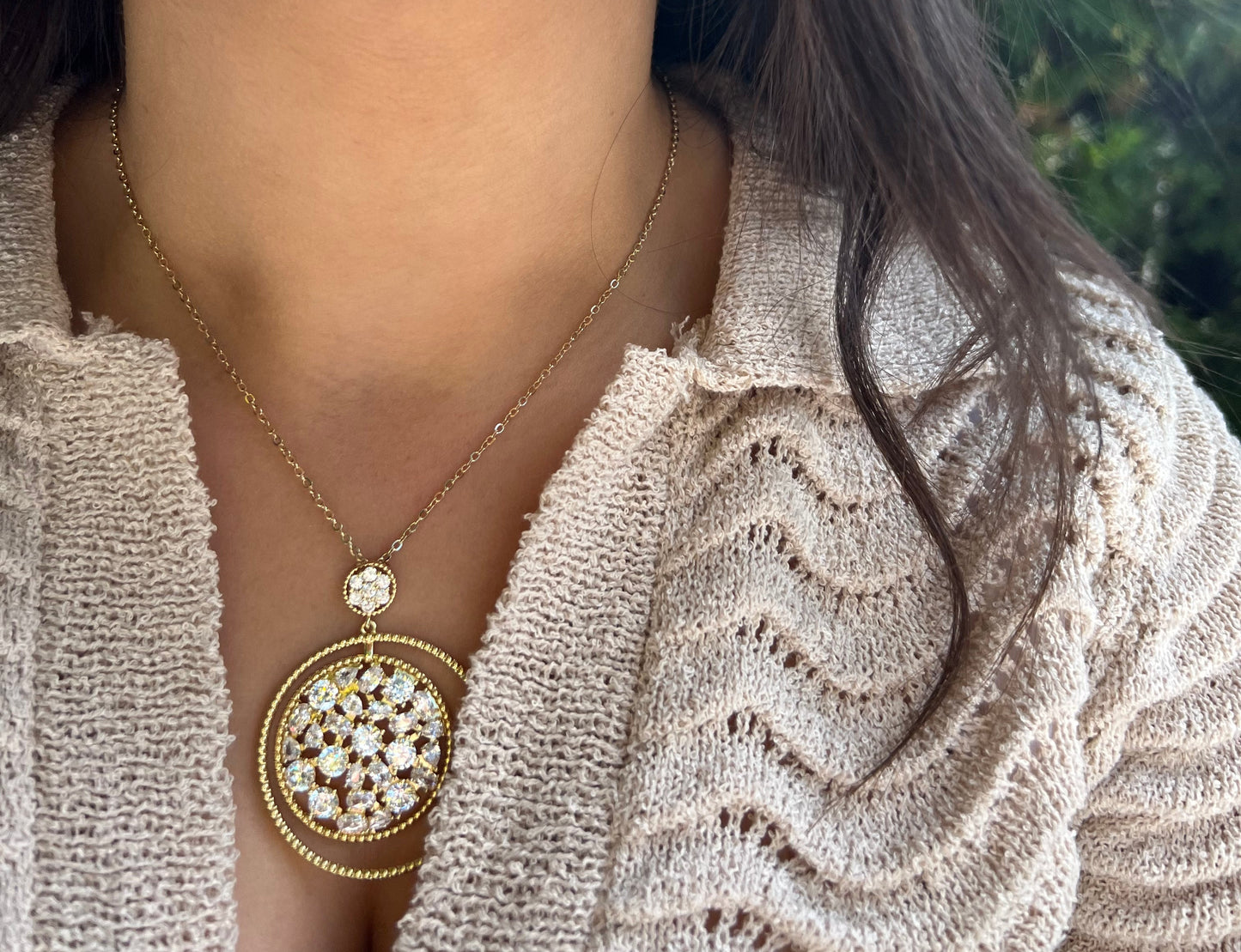 Gold Flower Ring Pendant