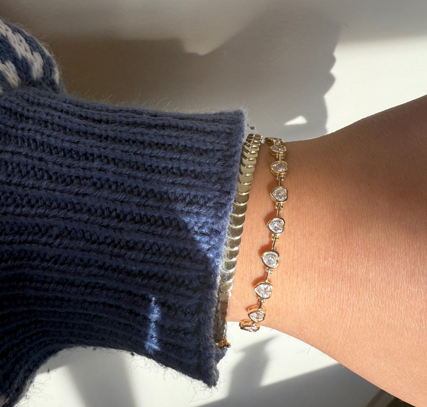 Bezel Heart Tennis Bracelet