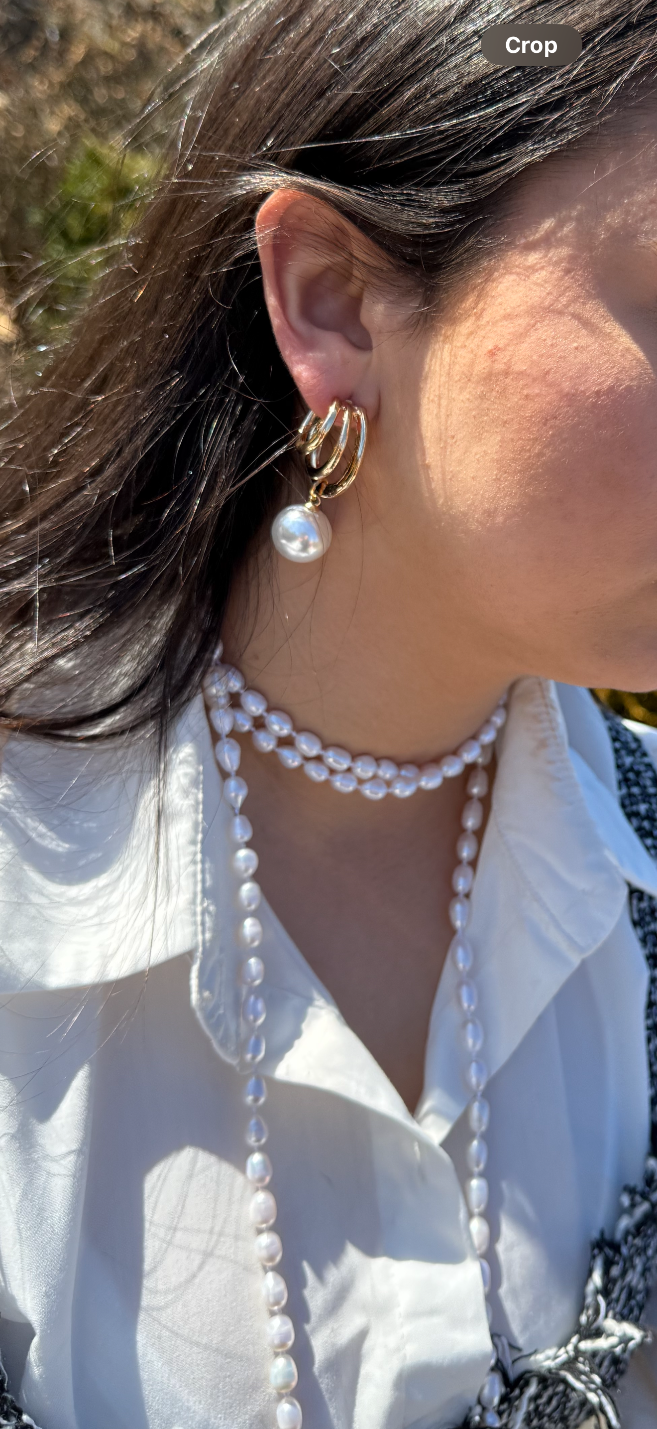 Pearl Triple Hoop Earrings