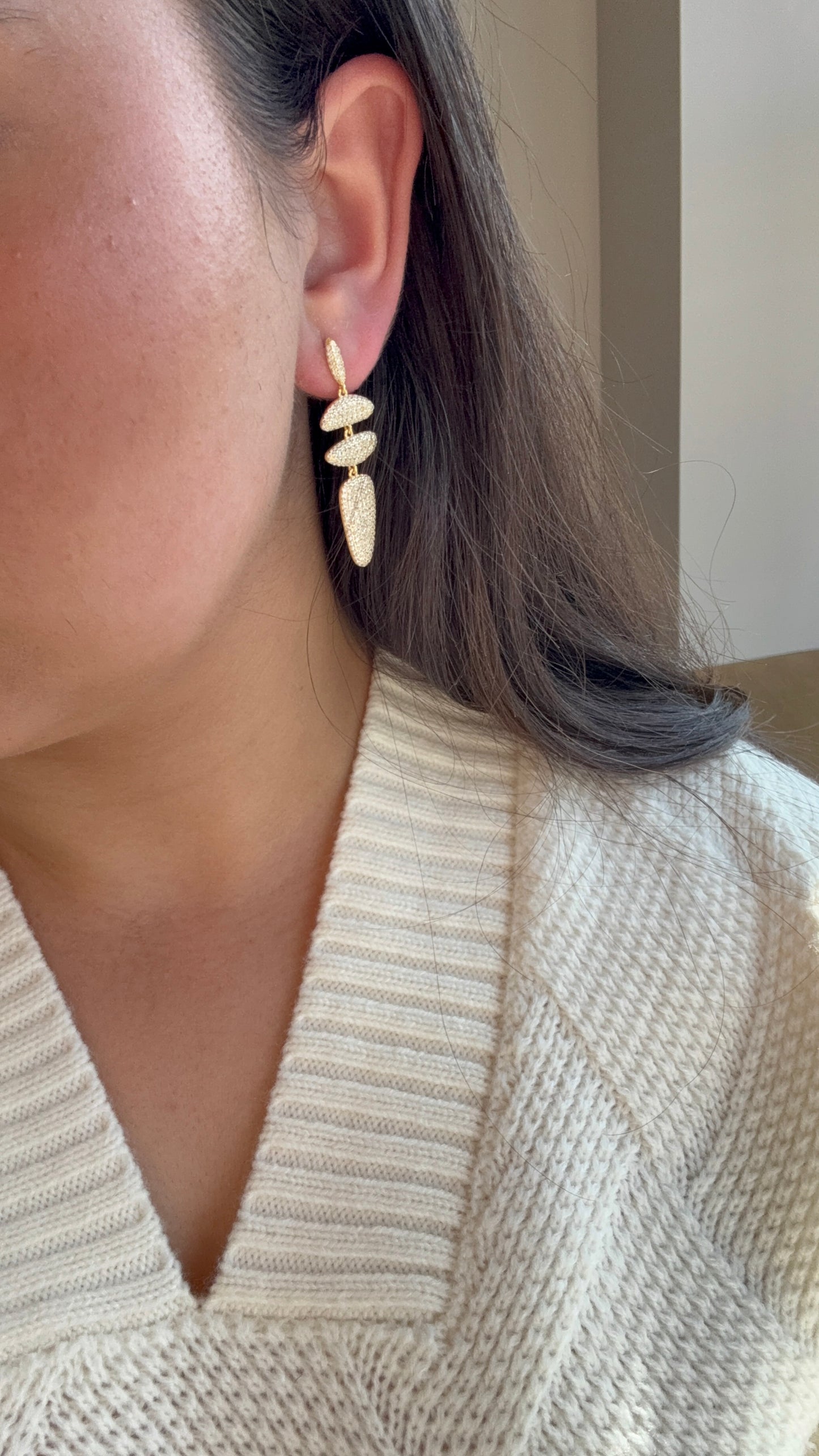 Oval Elongated Refined Cocktail Earrings