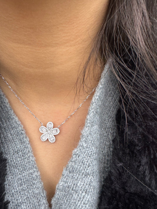 Emerald Cut Flower Necklace