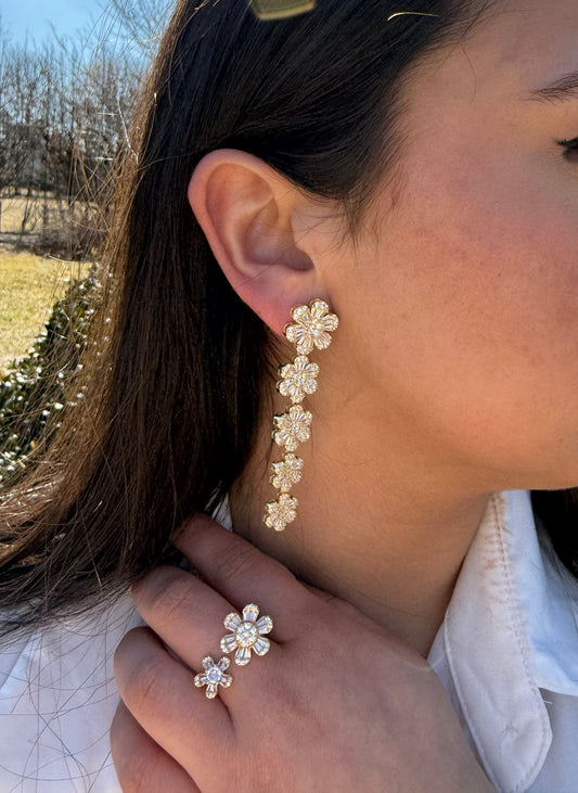 Cluster Flower Hanging Earrings
