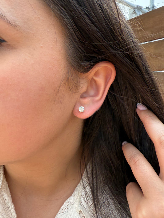 Classique Sterling Silver Round CZ Stud Earrings