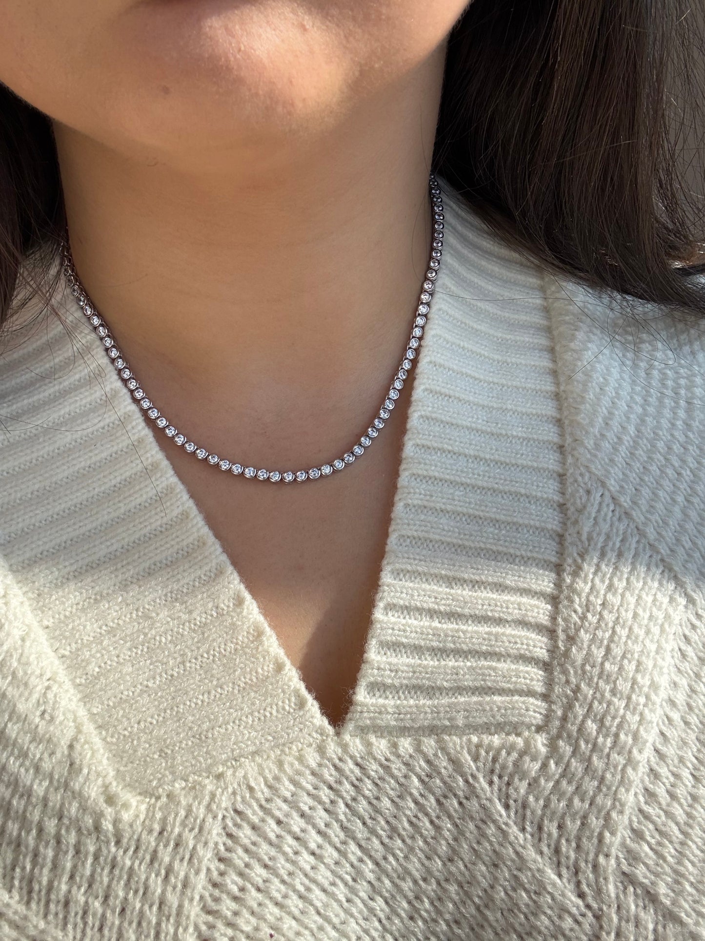 Luxe Bezel Tennis Necklace