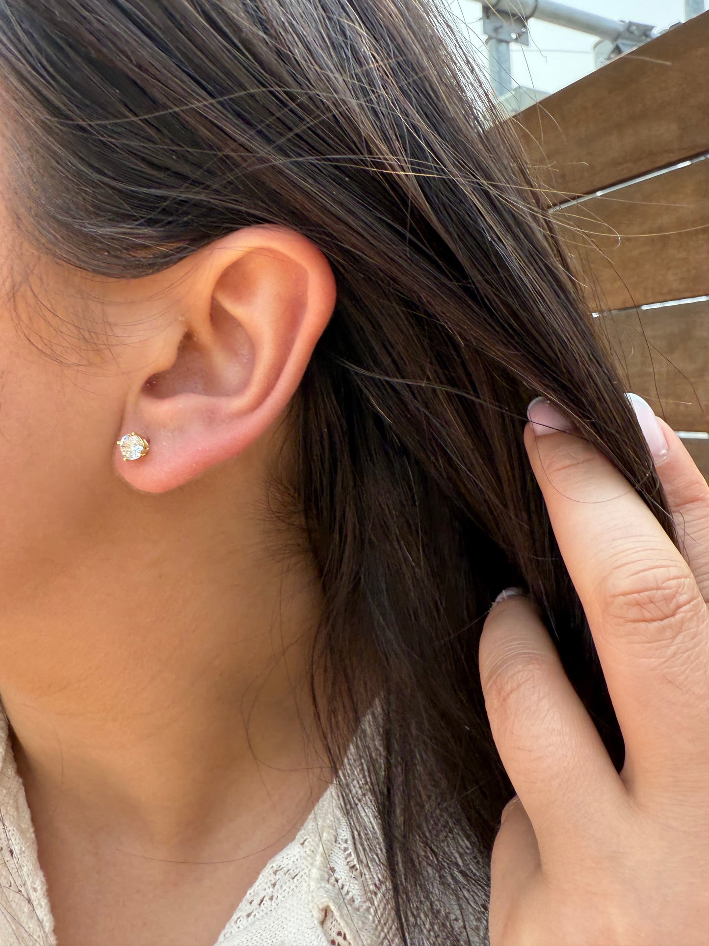 Classique Sterling Silver Round CZ Stud Earrings