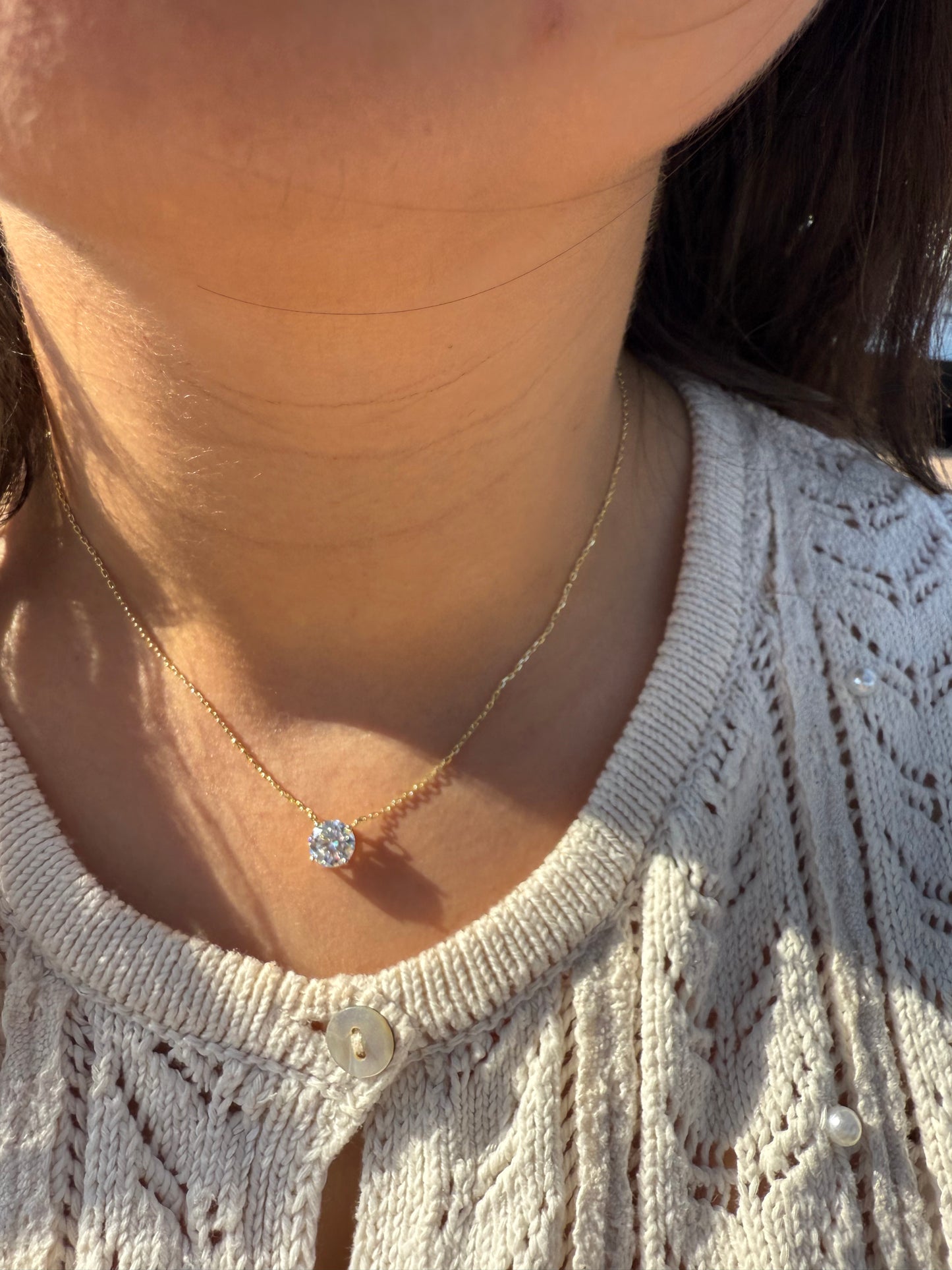 Sterling Silver 3CTTW Lab Diamond Floating Necklace