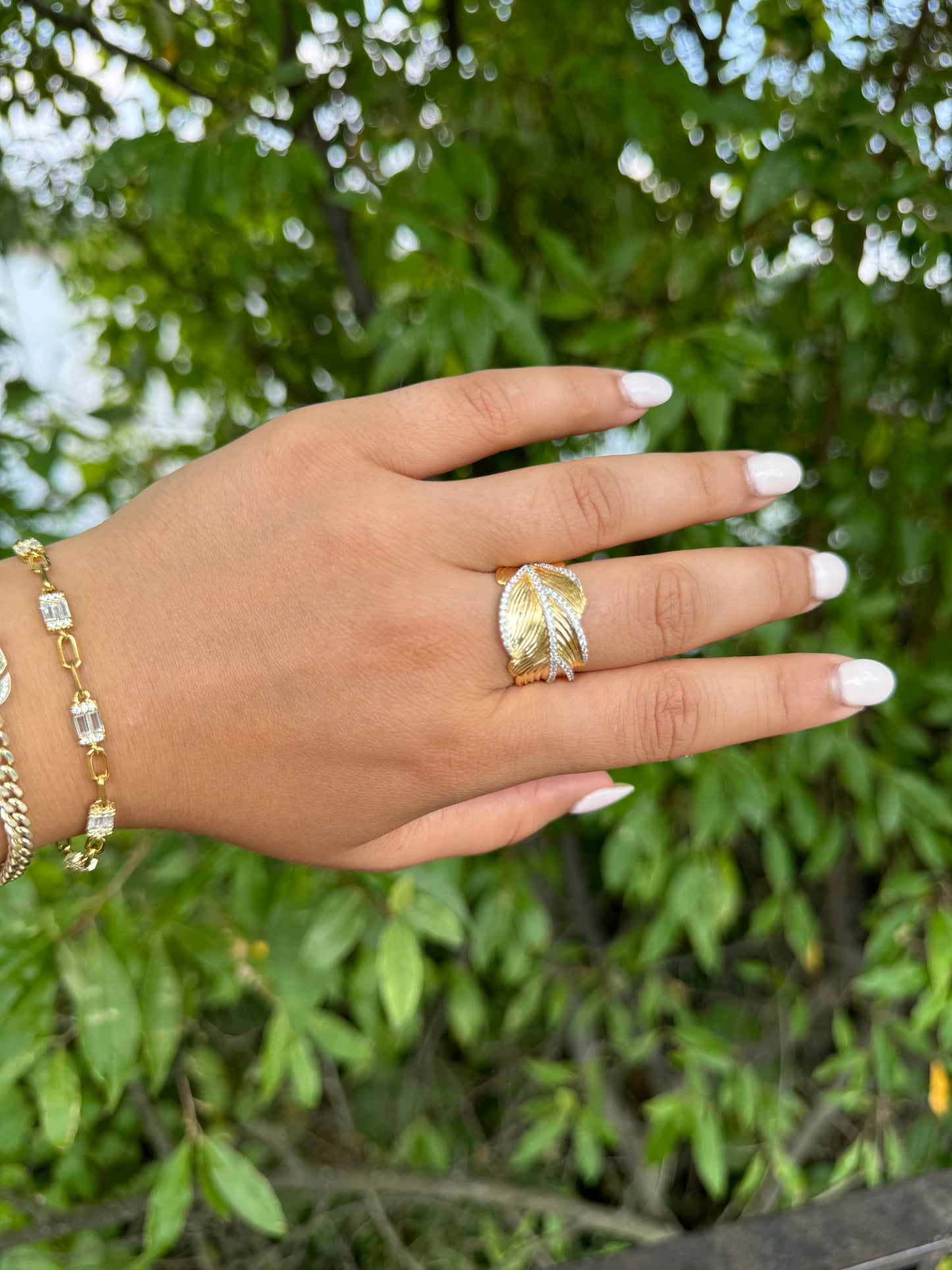 Leaf Gold CZ Trim Ring