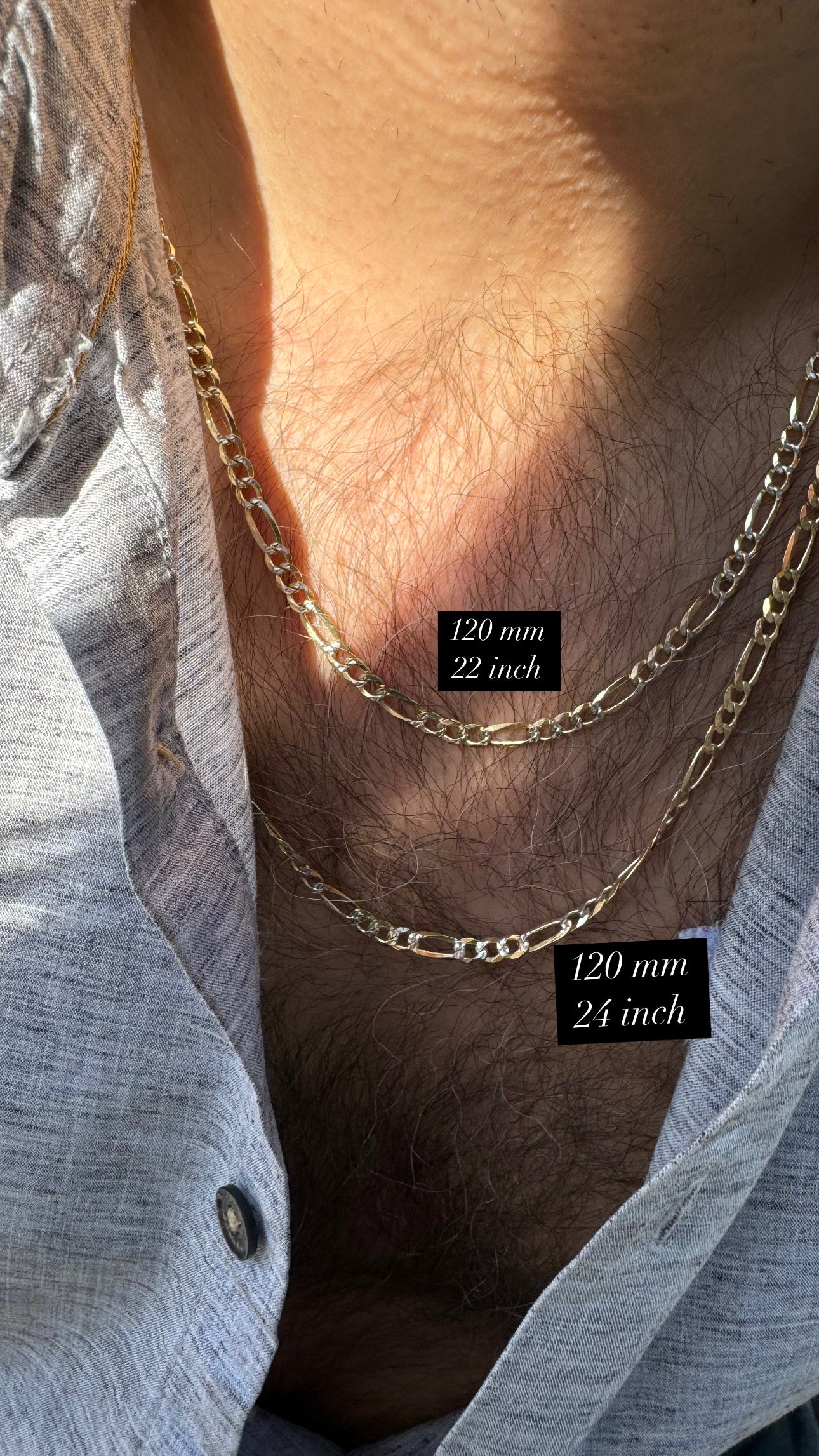 Silver Etched Gold Men’s Necklace