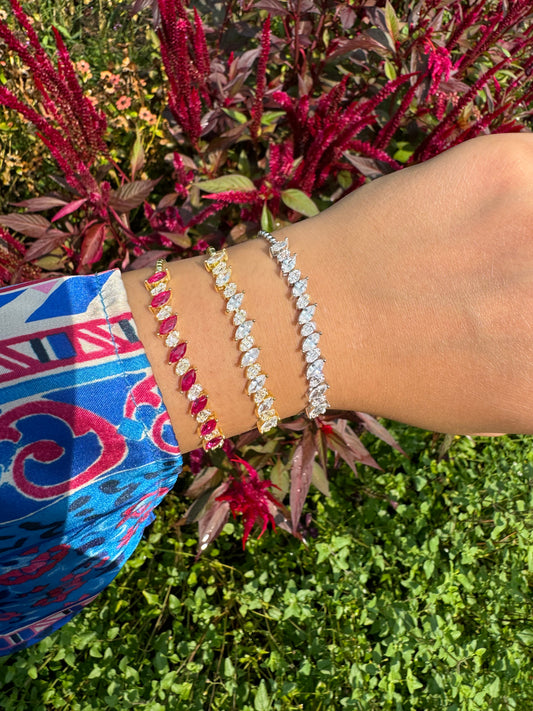 Regal Marquise Tennis Bracelets (Ruby/CZ)