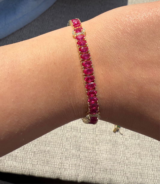 Rubellite Oval Tennis Bracelet