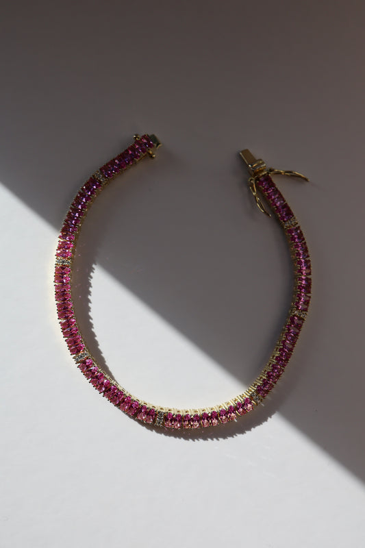 Pink Sapphire Oval Tennis Bracelet