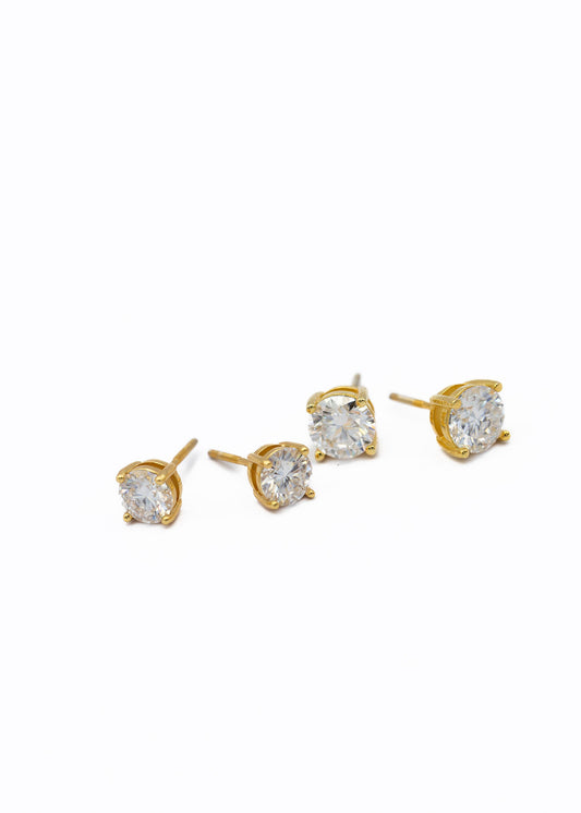 Classique Sterling Silver Round CZ Stud Earrings