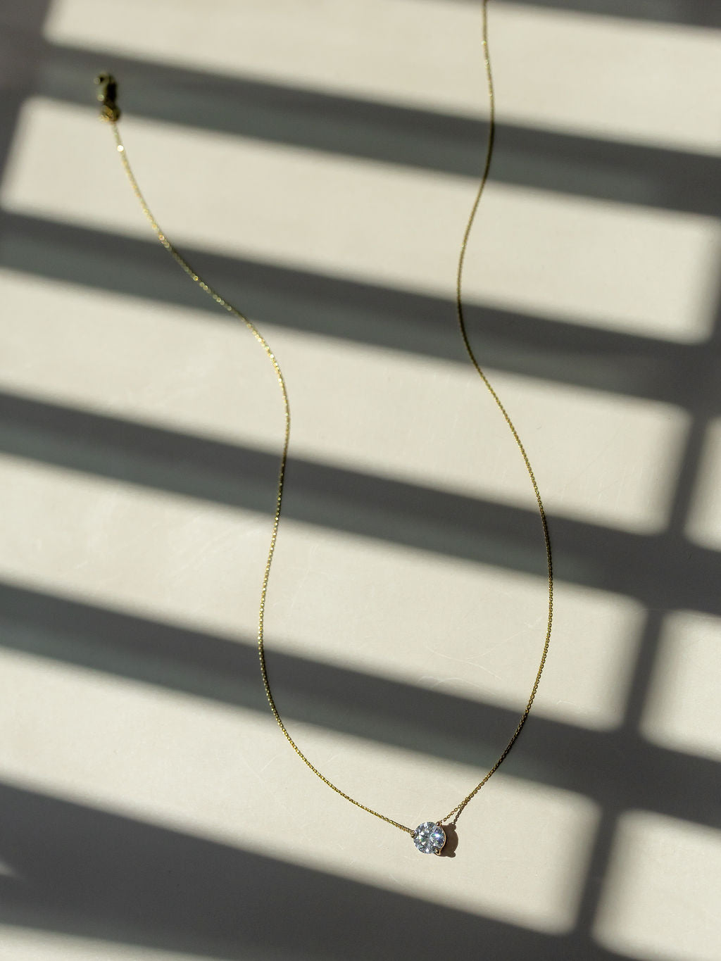 14KT Gold Floating Round Lab Diamond Necklace