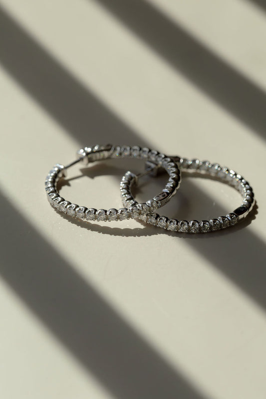 Sterling Silver 4 CTTW Lab Diamond Hoop Earrings